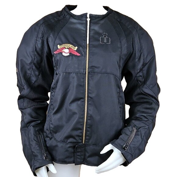 Icon Motorcycle Merc Jacket Womens XL Black Armored Padded Midweight Sturgis - Picture 1 of 16